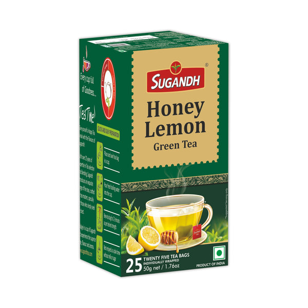 Sugandh Honey Lemon Green Tea - 25 Teabags - 100% Natural