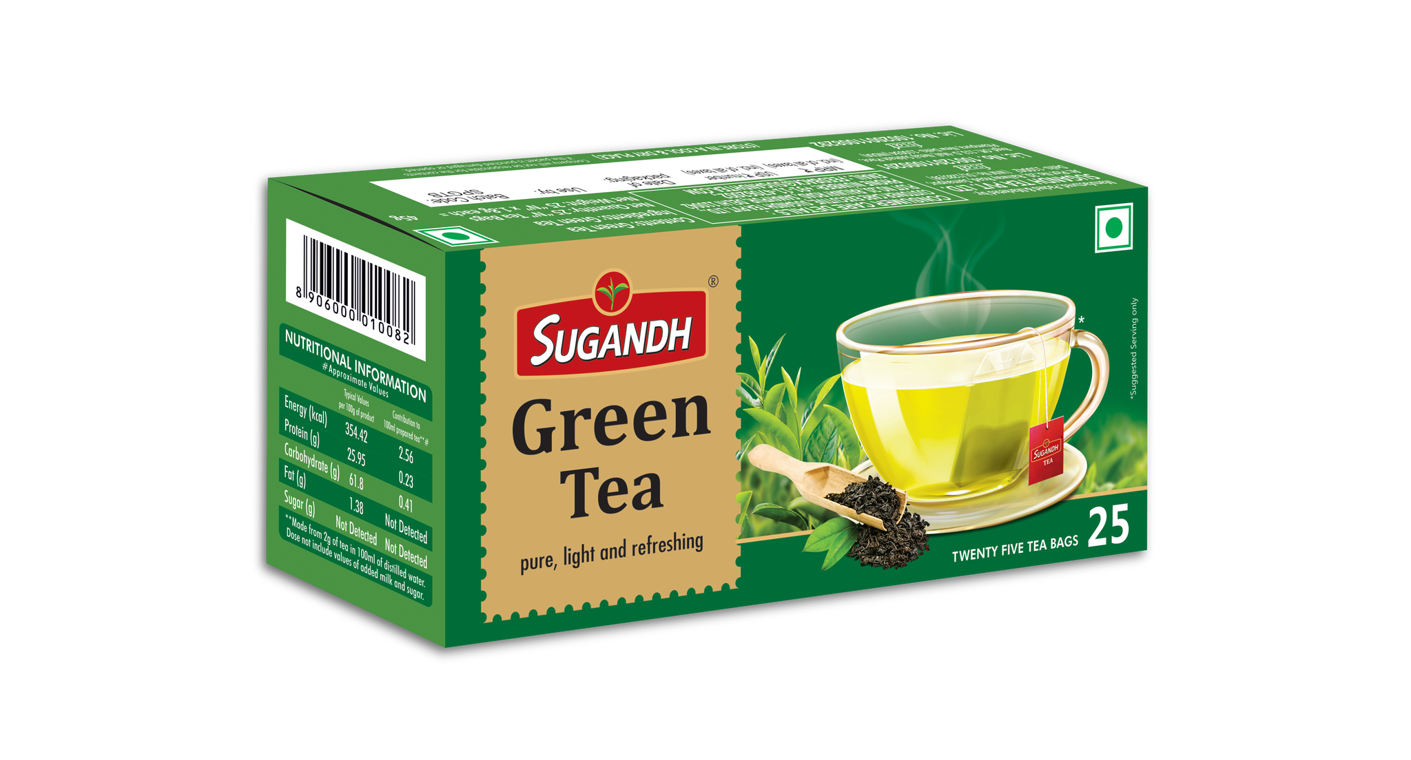 Sugandh Pure Green Tea - 25 Teabags - 100% Natural