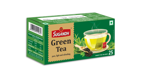 Sugandh Pure Green Tea - 25 Teabags - 100% Natural