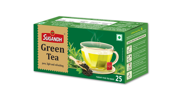 Sugandh Pure Green Tea - 25 Teabags - 100% Natural