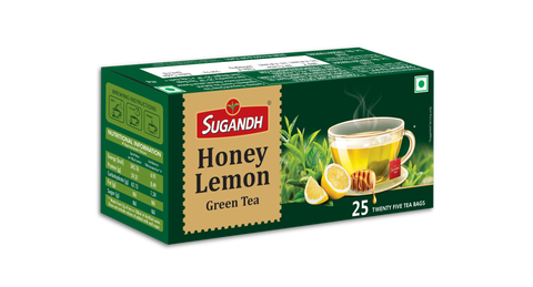 Sugandh Honey Lemon Green Tea - 25 Teabags - 100% Natural