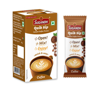 Sugandh Quik Sip Instant Coffee Premix (Pack of 2) - Single Serve Sachets - 2 Boxes of 10 Sachets each