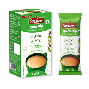 Sugandh Quik Sip Instant Elaichi Chai Premix (Pack of 2) - Single Serve Sachets - 2 Boxes of 10 Sachets each